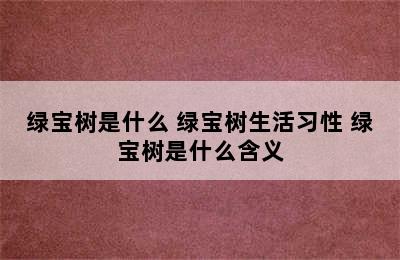 绿宝树是什么 绿宝树生活习性 绿宝树是什么含义